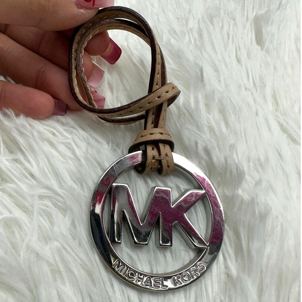 Michael Kors Tan Silver Logo Bag Charm